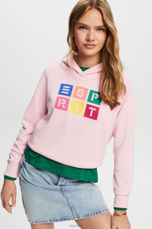 Esprit Embroidered logo hoodie, organic cotton Women Pastel Pink Sweatshirts & Hoodies P0D0X11 - Image 1