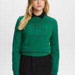 Esprit Embroidered logo sweatshirt, organic cotton Women Dark Green Sweatshirts & Hoodies P0D0X12