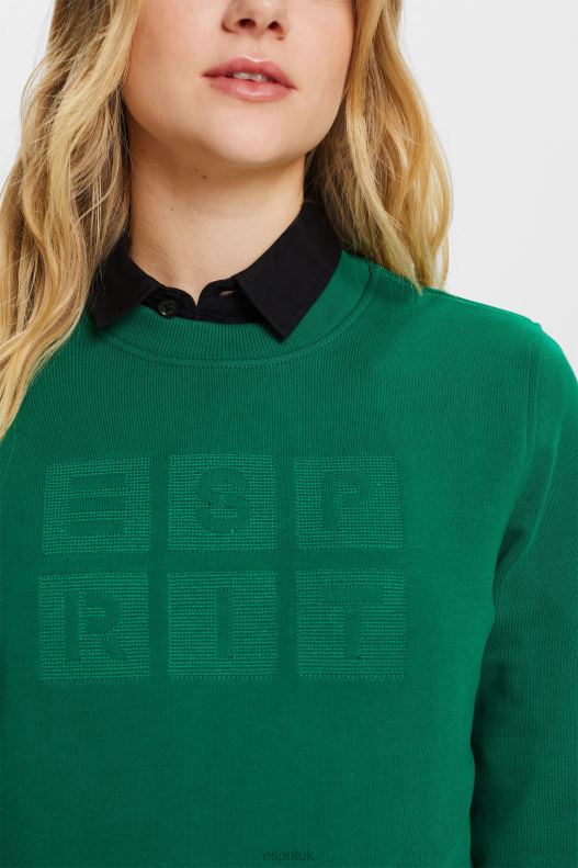 Esprit Embroidered logo sweatshirt, organic cotton Women Dark Green Sweatshirts & Hoodies P0D0X12 - Image 3