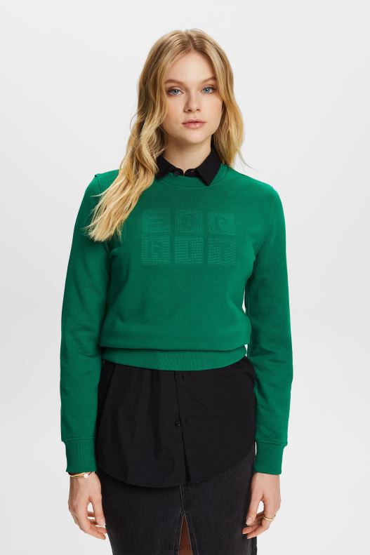 Esprit Embroidered logo sweatshirt, organic cotton Women Dark Green Sweatshirts & Hoodies P0D0X12 - Image 1