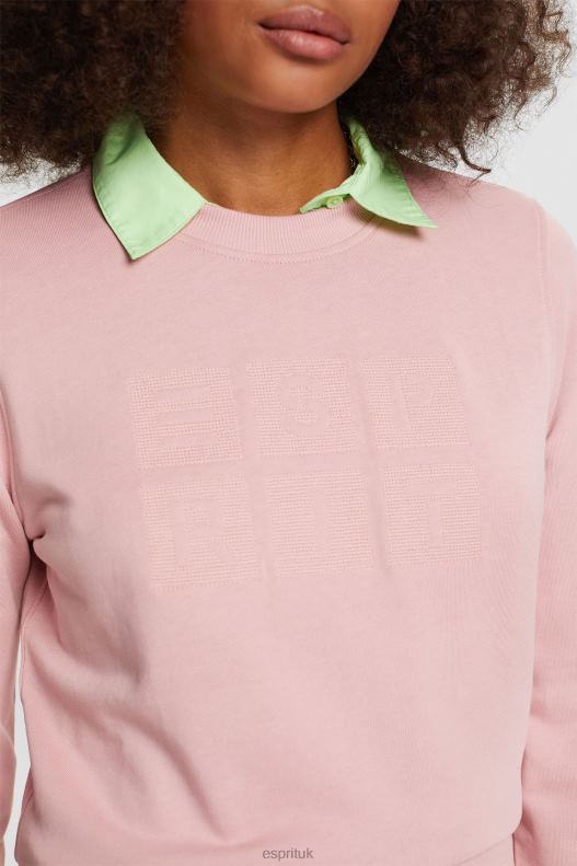 Esprit Embroidered logo sweatshirt, organic cotton Women Old Pink Sweatshirts & Hoodies P0D0X13 - Image 3