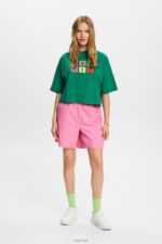 Esprit Embroidered logo t-shirt, 100% cotton Women Dark Green T-Shirts P0D0X15 - Image 2