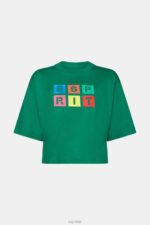 Esprit Embroidered logo t-shirt, 100% cotton Women Dark Green T-Shirts P0D0X15 - Image 5