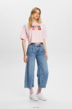 Esprit Embroidered logo t-shirt, 100% cotton Women Pastel Pink T-Shirts P0D0X16 - Image 2