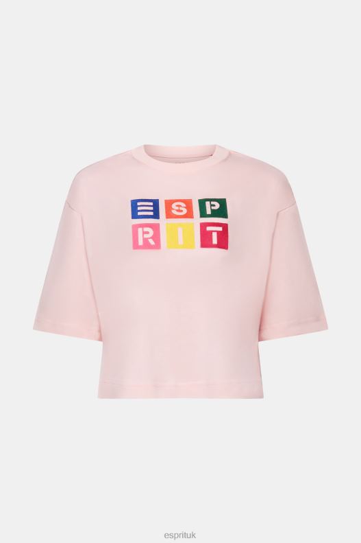 Esprit Embroidered logo t-shirt, 100% cotton Women Pastel Pink T-Shirts P0D0X16 - Image 5