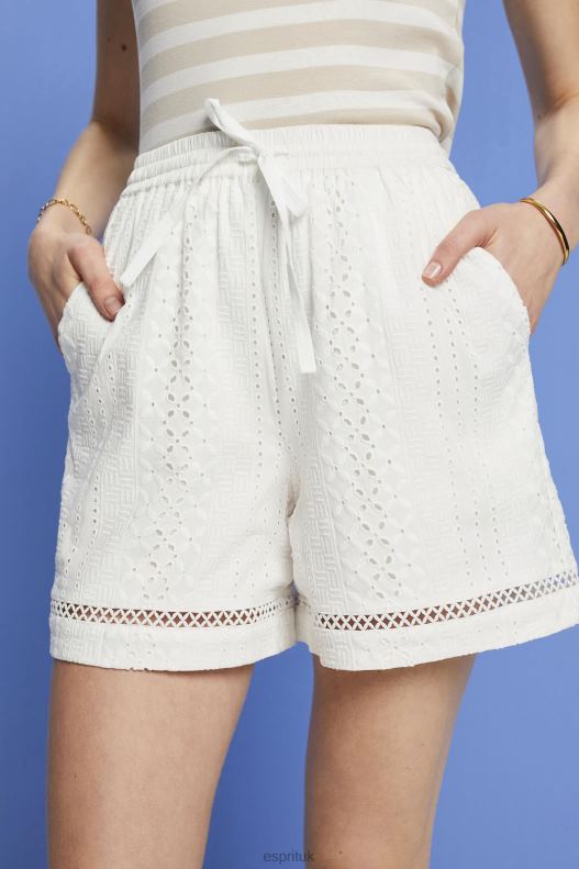 Esprit Embroidered shorts, LENZING ECOVERO Women White Shorts P0D0X211 - Image 3