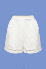 Esprit Embroidered shorts, LENZING ECOVERO Women White Shorts P0D0X211 - Image 5