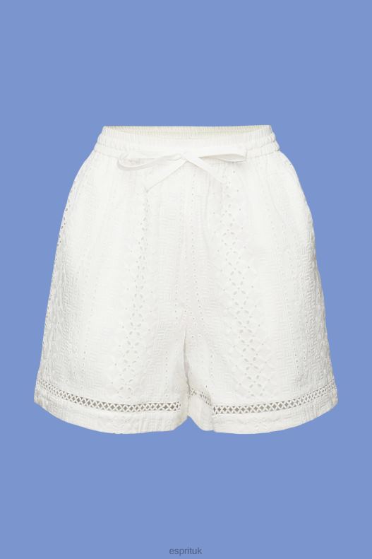 Esprit Embroidered shorts, LENZING ECOVERO Women White Shorts P0D0X211 - Image 5