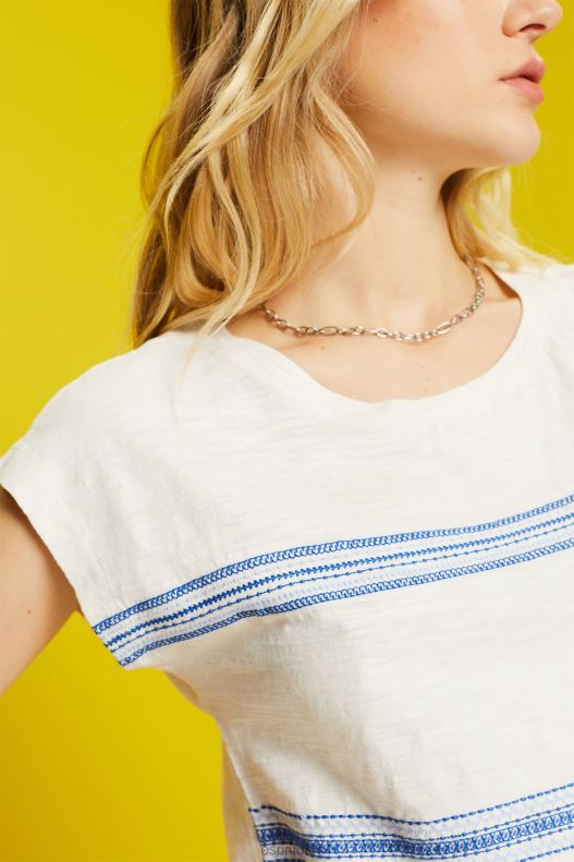 Esprit Embroidered t-shirt, 100% cotton Women Ice T-Shirts P0D0X97 - Image 3