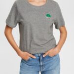 Esprit Embroidered t-shirt Women Medium Grey T-Shirts P0D0X528