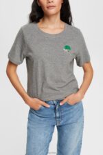 Esprit Embroidered t-shirt Women Medium Grey T-Shirts P0D0X528
