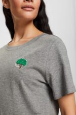Esprit Embroidered t-shirt Women Medium Grey T-Shirts P0D0X528 - Image 3