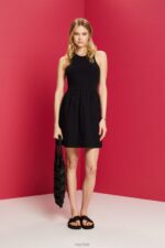 Esprit Fabric mix mini dress Women Black Dresses P0D0X69 - Image 2