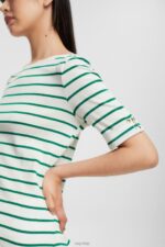 Esprit Fashion stripe t-shirt Women Emerald Green T-Shirts P0D0X519 - Image 3