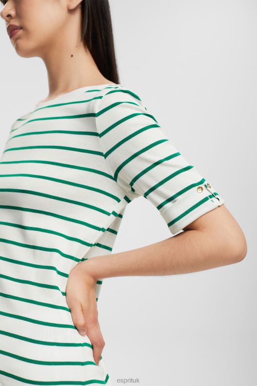 Esprit Fashion stripe t-shirt Women Emerald Green T-Shirts P0D0X519 - Image 3