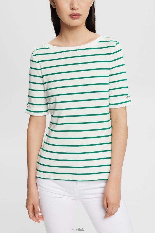 Esprit Fashion stripe t-shirt Women Emerald Green T-Shirts P0D0X519 - Image 1