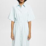 Esprit Faux leather shirt dress Women Light Aqua Green Dresses P0D0X295
