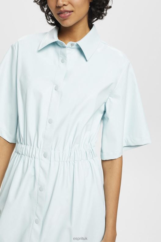 Esprit Faux leather shirt dress Women Light Aqua Green Dresses P0D0X295 - Image 3