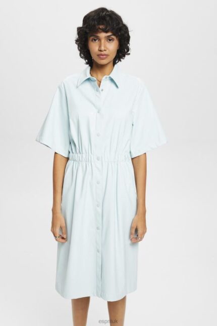 Esprit Faux leather shirt dress Women Light Aqua Green Dresses P0D0X295