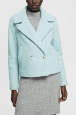 Esprit Faux wool woven jacket Women Light Aqua Green Jackets P0D0X436