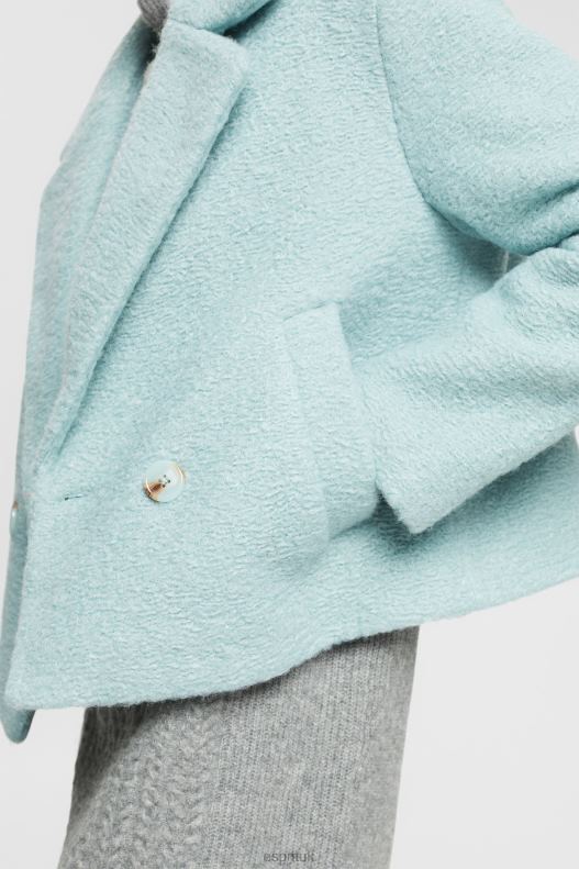Esprit Faux wool woven jacket Women Light Aqua Green Jackets P0D0X436 - Image 3