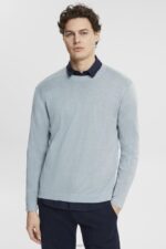 Esprit Fine knit jumper Men Grey Blue Sweaters P0D0X685