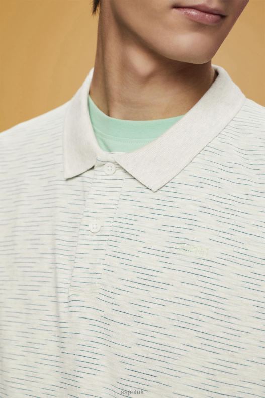 Esprit Fine stripe melange polo shirt Men Citrus Green Polos P0D0X703 - Image 3