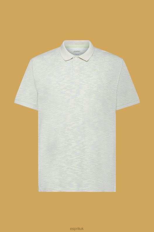 Esprit Fine stripe melange polo shirt Men Citrus Green Polos P0D0X703 - Image 5