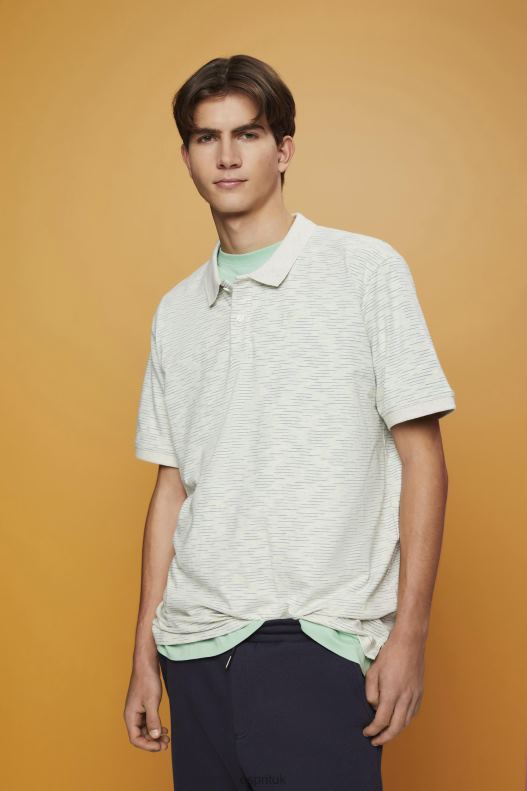 Esprit Fine stripe melange polo shirt Men Citrus Green Polos P0D0X703 - Image 1