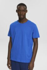 Esprit Flecked jersey t-shirt Men Blue T-Shirts P0D0X781