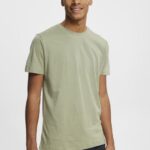 Esprit Flecked jersey t-shirt Men Light Khaki T-Shirts P0D0X780