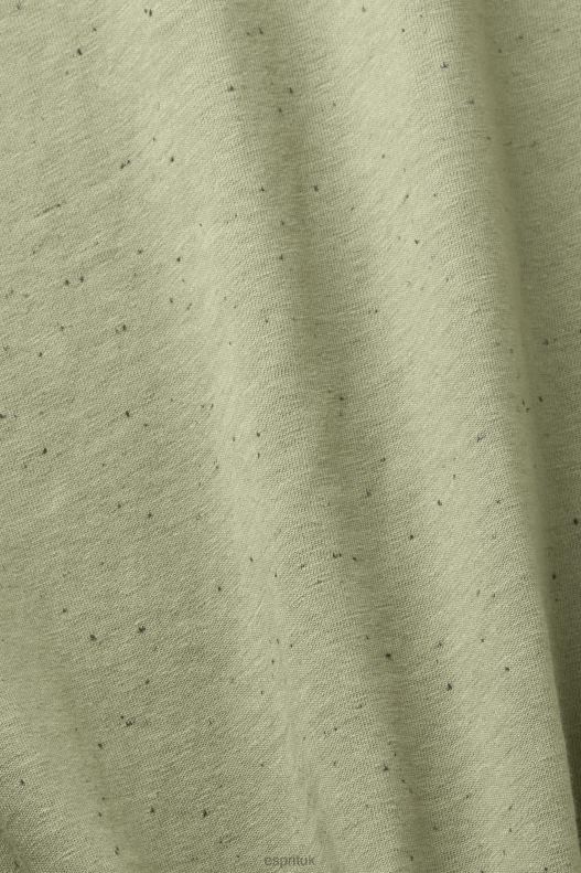 Esprit Flecked jersey t-shirt Men Light Khaki T-Shirts P0D0X780 - Image 4