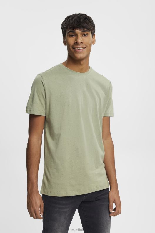 Esprit Flecked jersey t-shirt Men Light Khaki T-Shirts P0D0X780 - Image 1