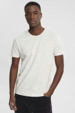 Esprit Flecked jersey t-shirt Men White T-Shirts P0D0X779