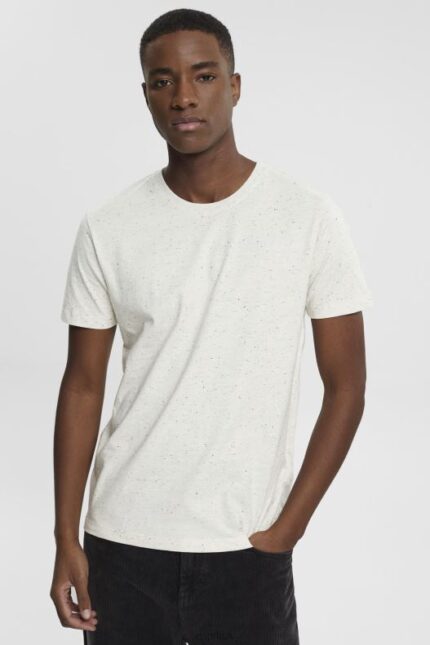 Esprit Flecked jersey t-shirt Men White T-Shirts P0D0X779