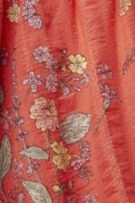 Esprit Floral Print Cotton Knee-Length Dress Women Coral Orange Dresses P0D0X190 - Image 4