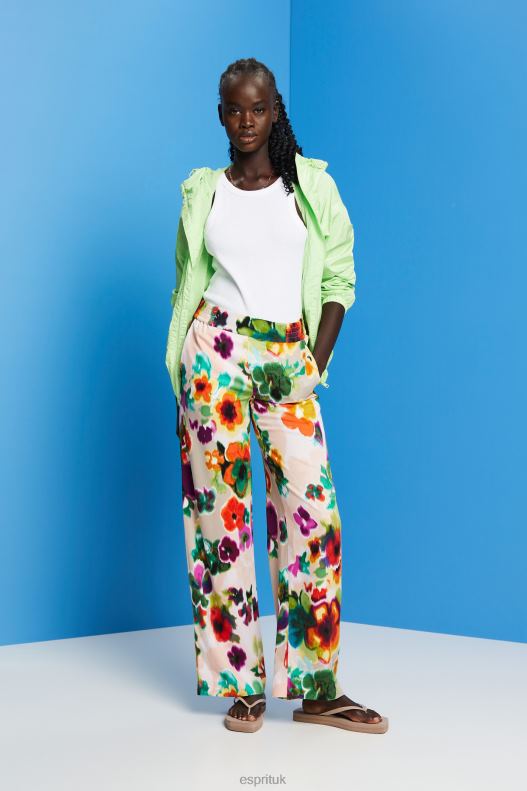 Esprit Floral Print Wide Leg Pants Women White Trousers & Pants P0D0X131 - Image 2