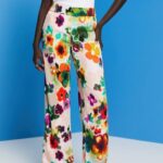 Esprit Floral Print Wide Leg Pants Women White Trousers & Pants P0D0X131