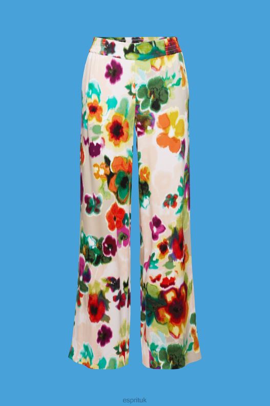 Esprit Floral Print Wide Leg Pants Women White Trousers & Pants P0D0X131 - Image 5