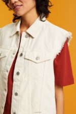 Esprit Frayed Denim Vest Women Ice Vest P0D0X62 - Image 3