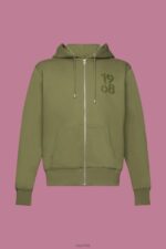 Esprit Full-length zip hoodie Men Olive Sweatshirts & Hoodies P0D0X636 - Image 5