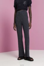 Esprit Glitter effect knitted trousers Women Navy Trousers & Pants P0D0X259