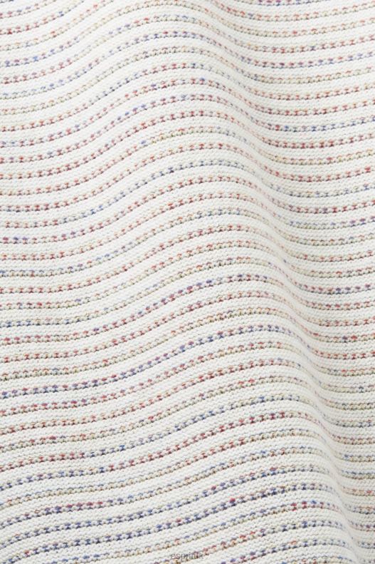 Esprit Half-zip knit jumper with colourful stripes Men Off White Sweaters P0D0X727 - Image 4
