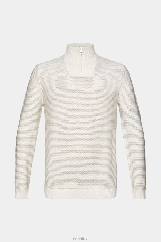 Esprit Half-zip knit jumper with colourful stripes Men Off White Sweaters P0D0X727 - Image 5