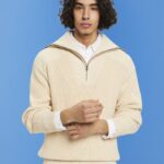Esprit Half-zip knitted jumper Men Light Taupe Sweaters P0D0X761