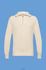 Esprit Half-zip knitted jumper Men Light Taupe Sweaters P0D0X761 - Image 5