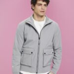 Esprit Herringbone softshell jacket Men Medium Grey Jackets P0D0X729