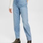 Esprit High-rise banana fit jeans Women Blue Light Wash Denim P0D0X321