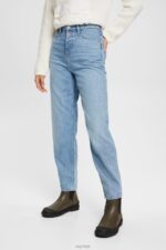 Esprit High-rise banana fit jeans Women Blue Light Wash Denim P0D0X321