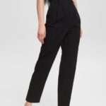 Esprit High-rise chinos, 100% Pima cotton Women Black Trousers & Pants P0D0X343